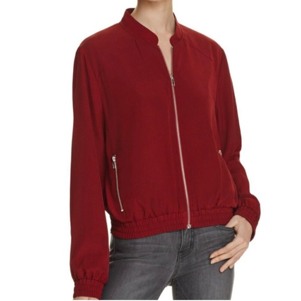 Likely Linden Red Satin Bomber Jacket L​​‎